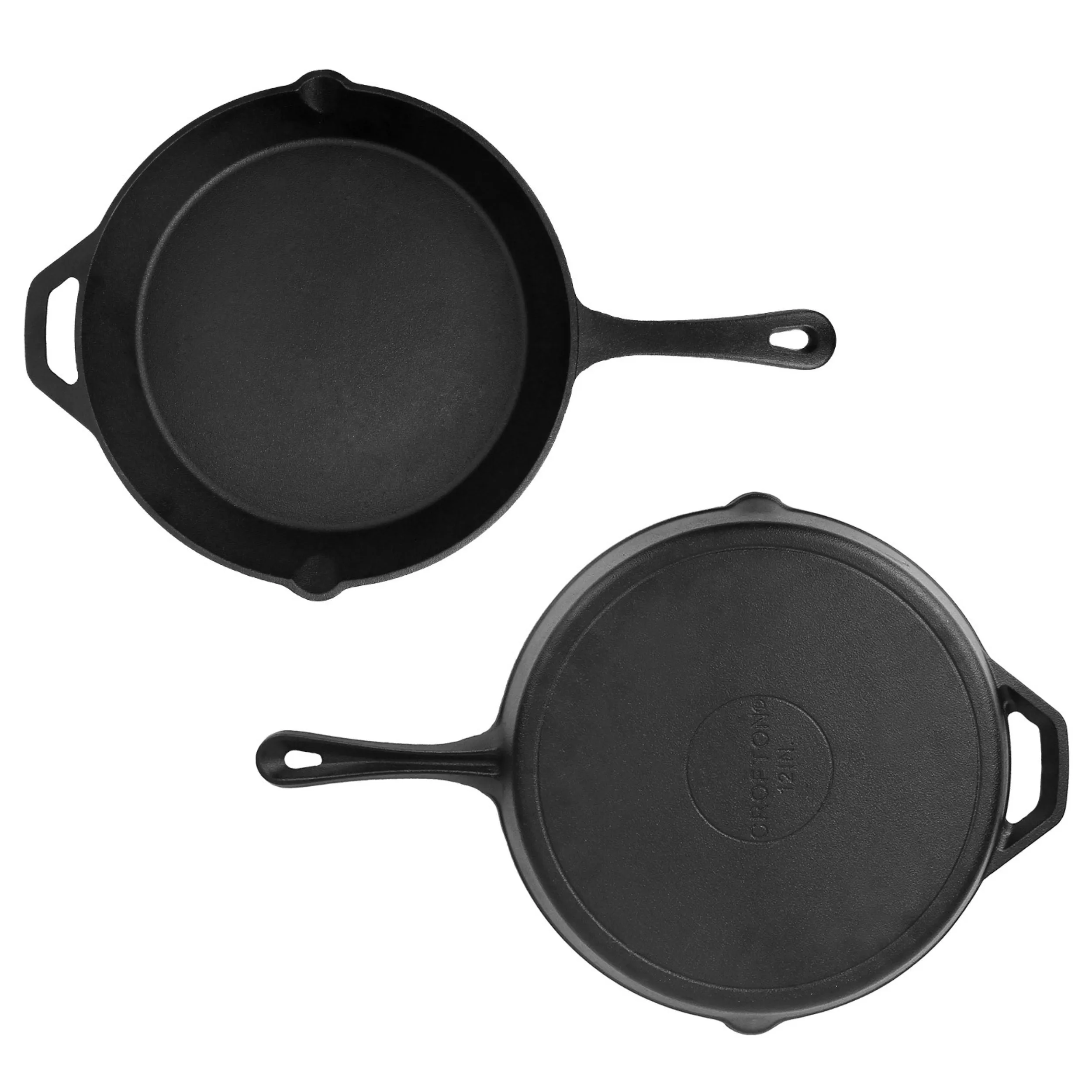 12" Pre-Seasoned Cast Iron Skillet - Oven Safe, Non-Stick Surface - Ideal for Cooking, Frying, Searing, Baking