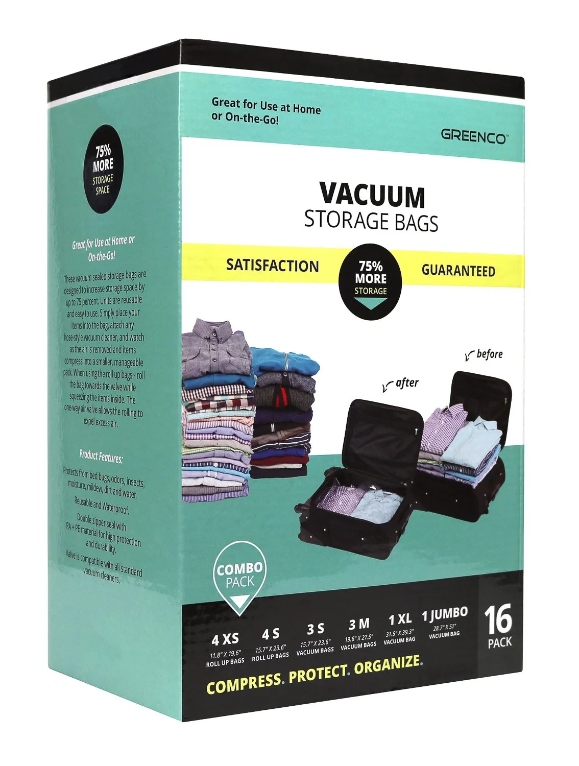 16 Pack Space Saver Vacuum Seal Storage Bags, Combo Value Pack Space