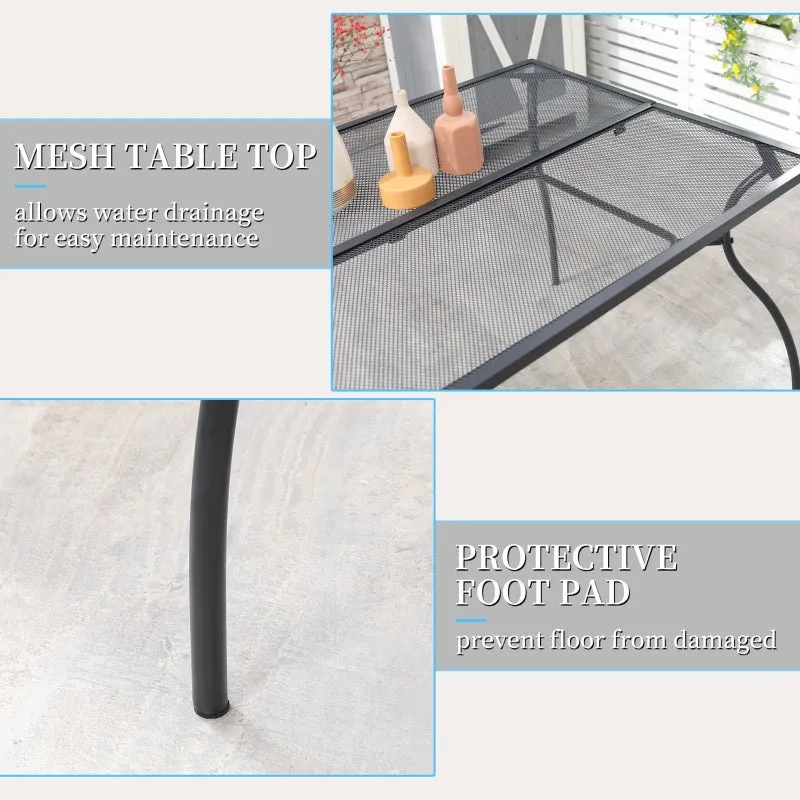 59" Outdoor Rectangular Metal Table - Black