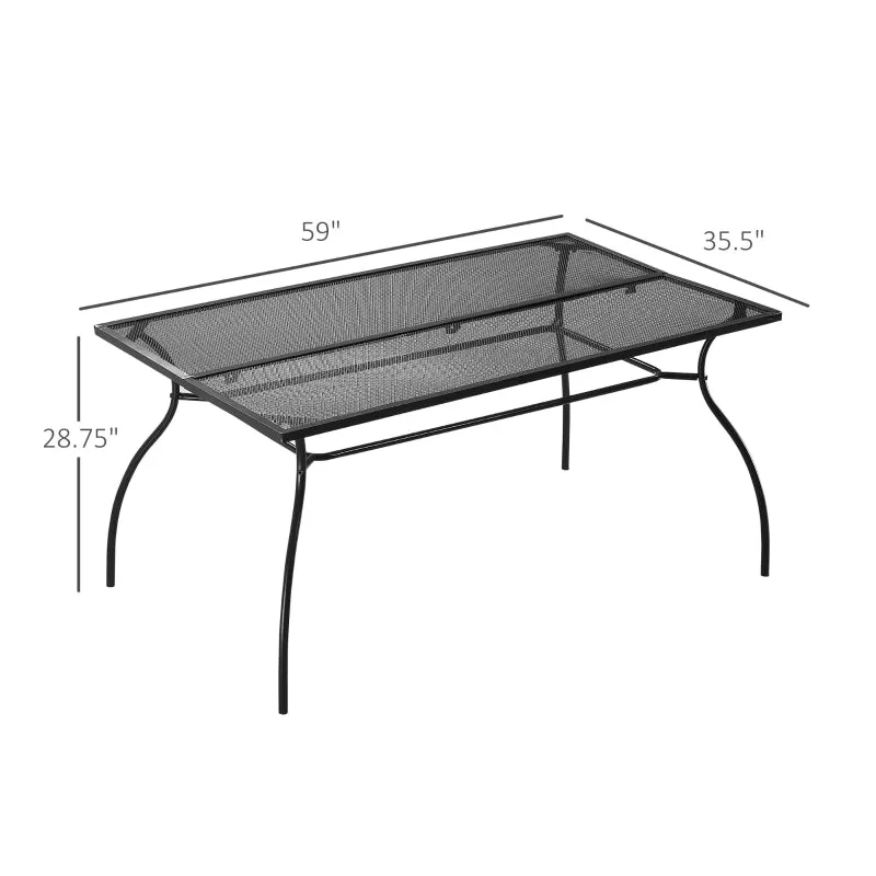 59" Outdoor Rectangular Metal Table - Black