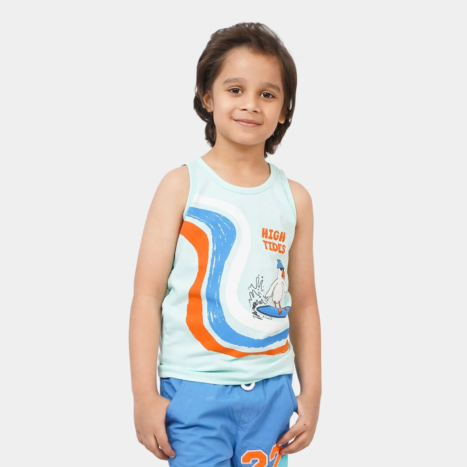 Boys Cotton Sando High Tides - Sea Green