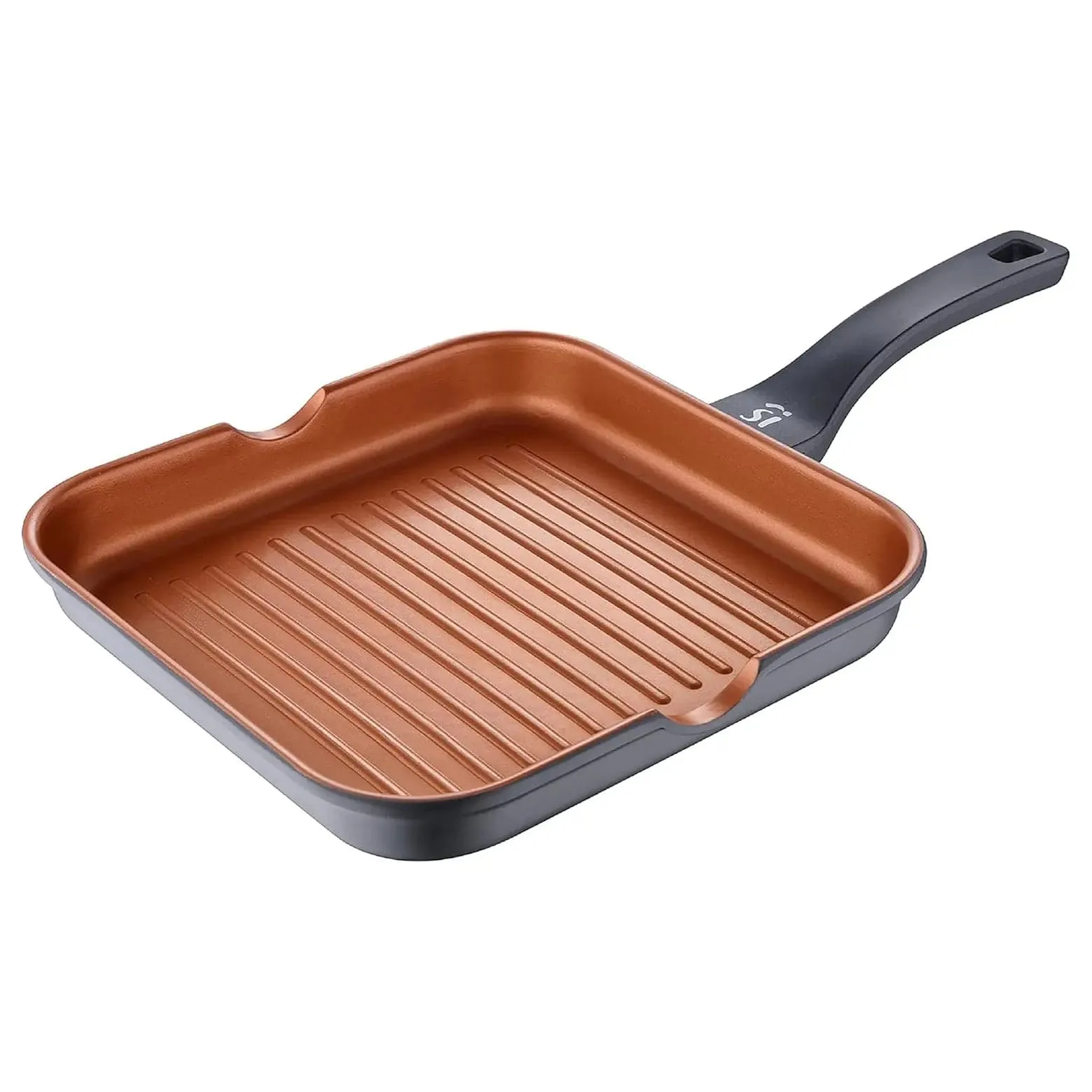 Bronze Grill Pan With Pouring Lip Non-Stick Cast Aluminium 28cm