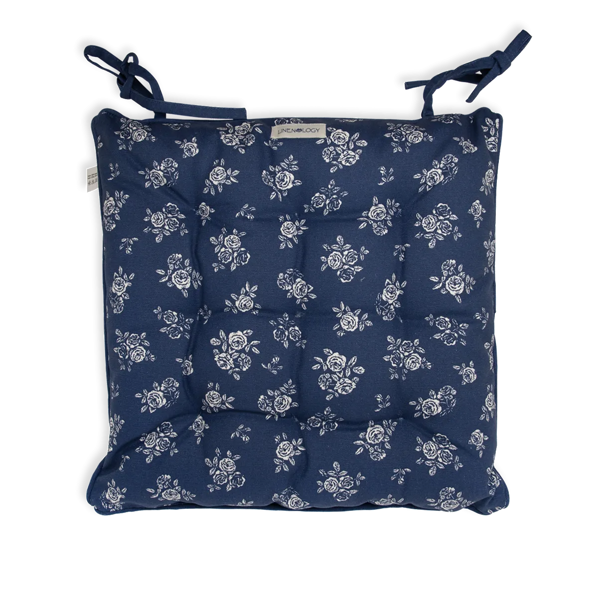 Chair Pad with Ties - English Rose - Navy