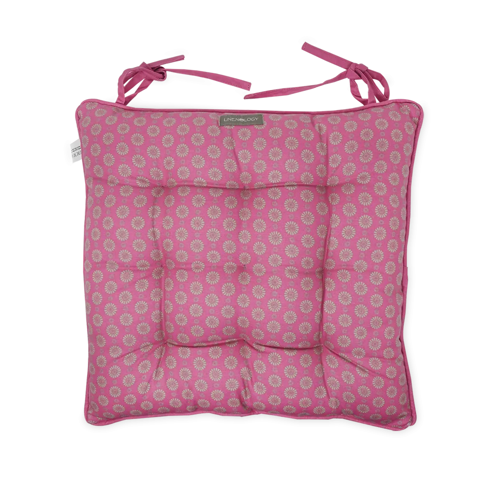 Chair Pad with Ties - Geo Pink Flambé