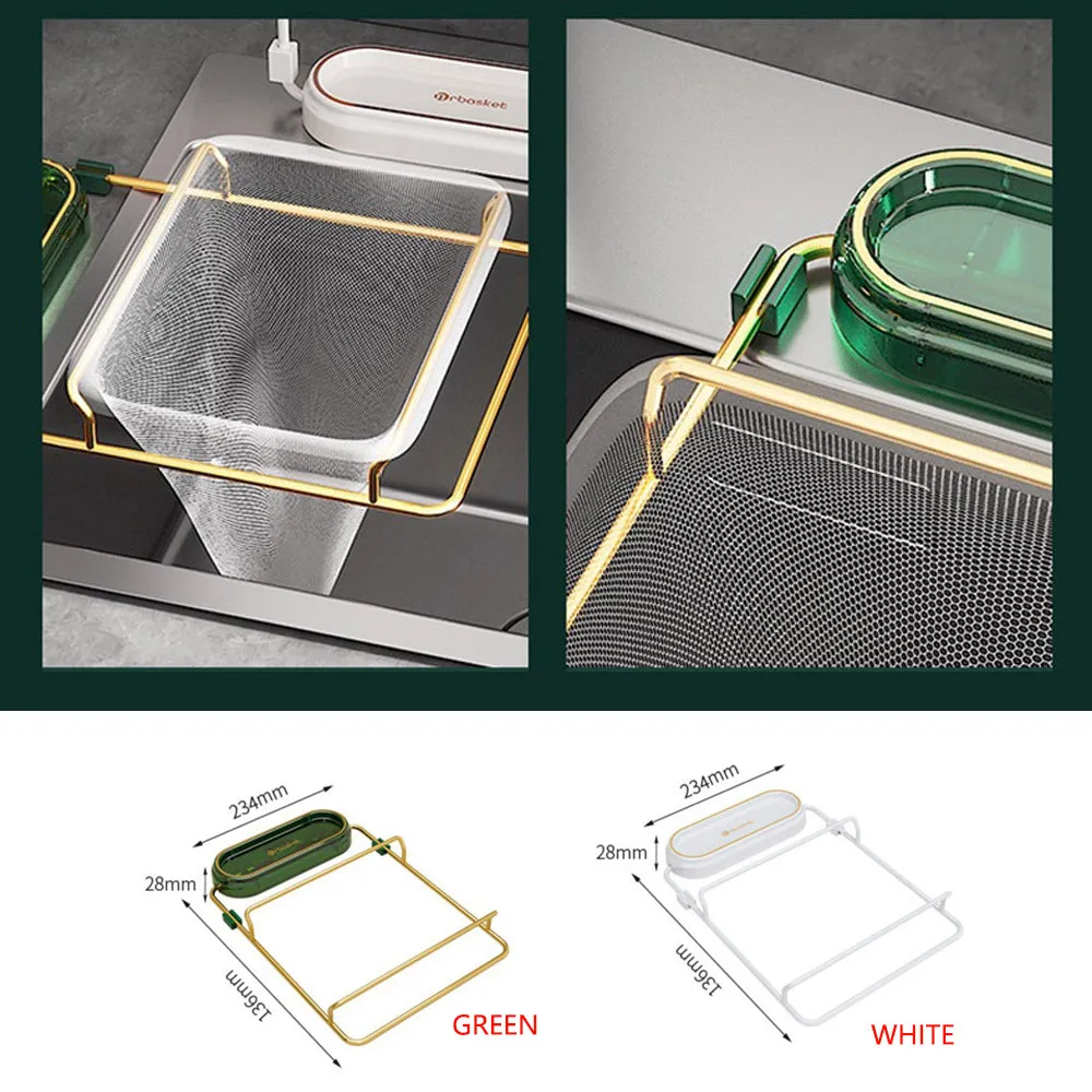 Corner Sink Strainer Rack Set with 200 Mesh Bags, Green