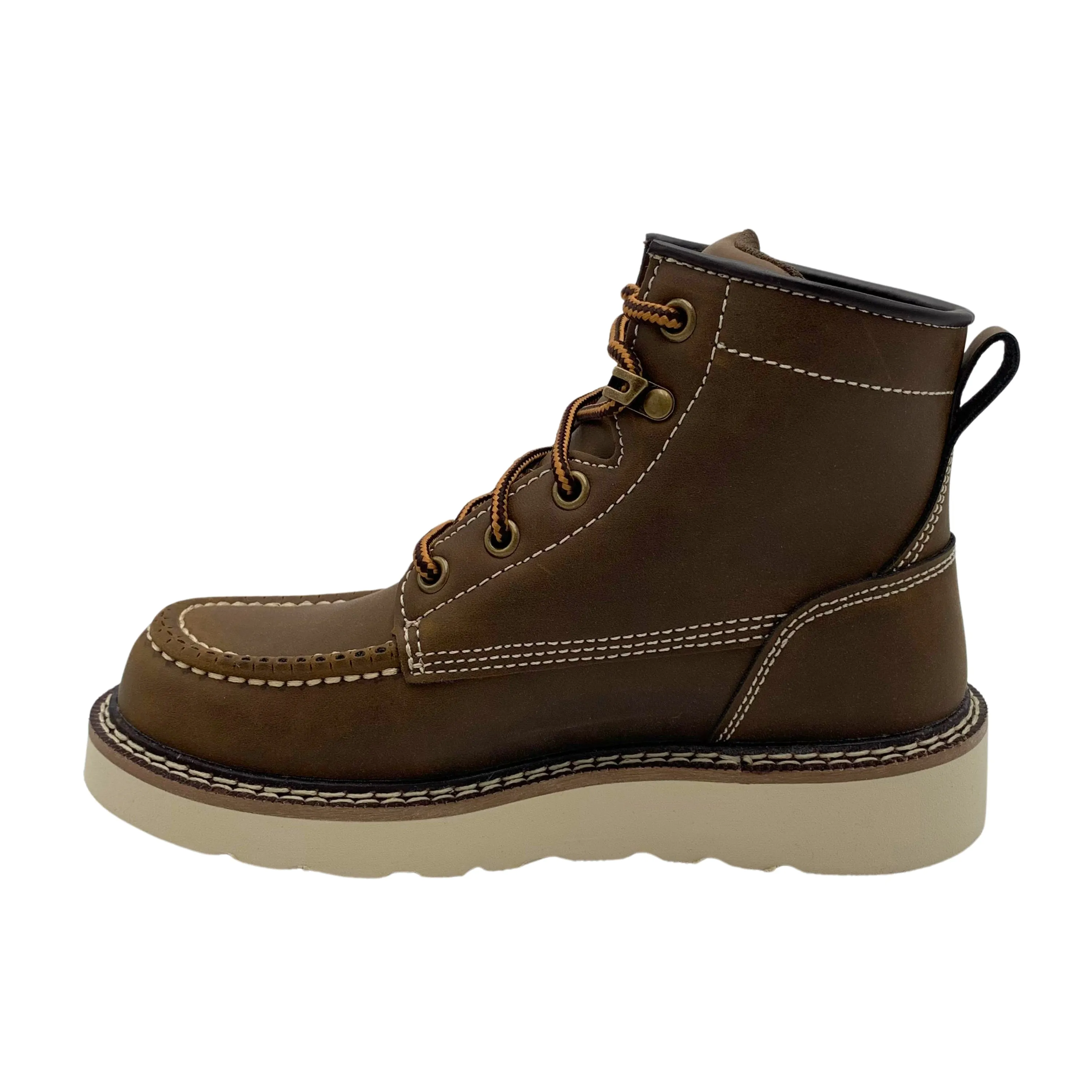 Cypress: Kid's Classic Style Moc Toe Work Boot- Brown 4144