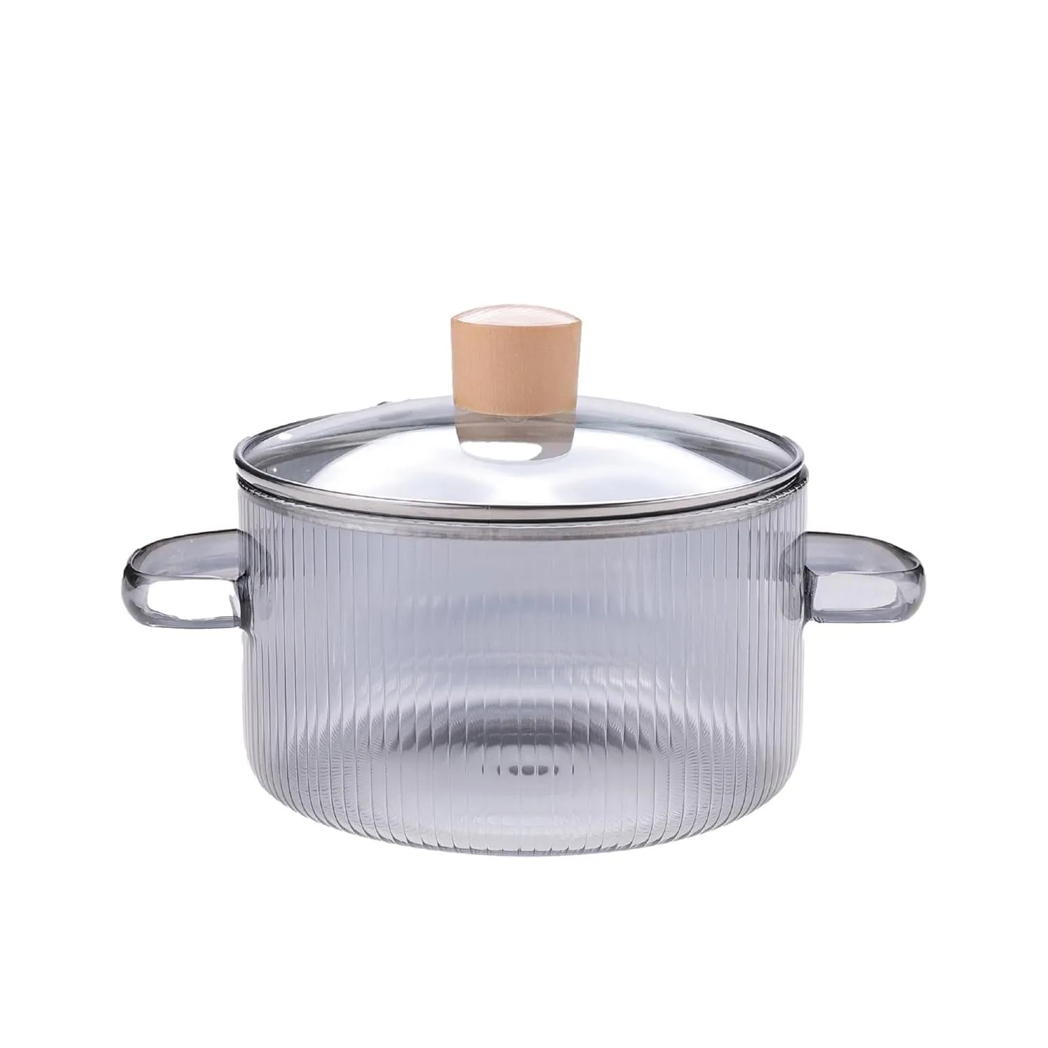 Ekhasa Borosilicate Glass Cookware for Gas Stove | Transparent Cooking Pot Pan Handi with Lid & Handle (1.5 L) | Glass Utensils for Cooking Biryani, Rice, Noodles, etc. | Microwave Safe Serveware