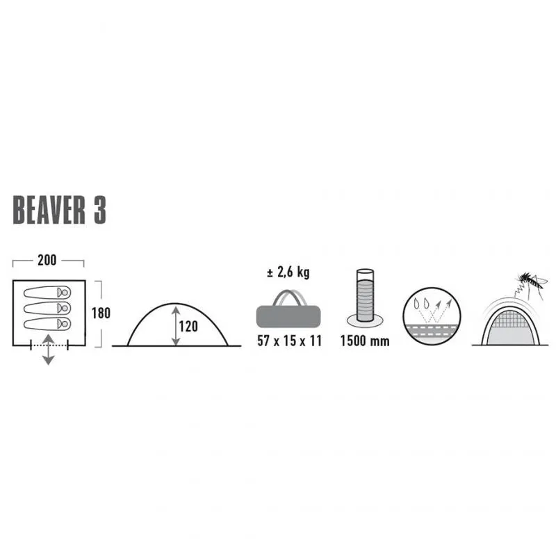 High Peak Beaver 3 Tent - Gray N/A