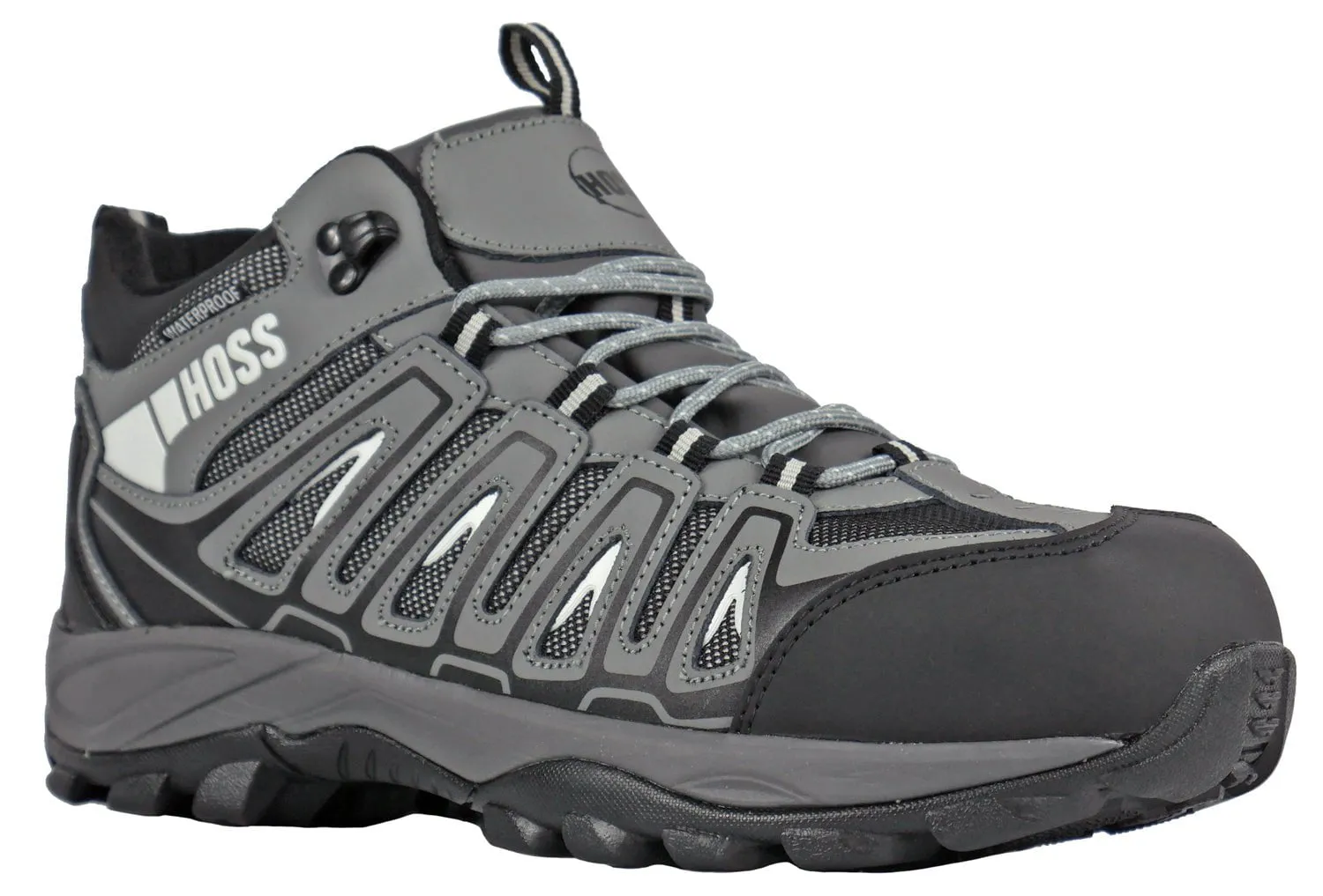 Hoss Boots Mens Trail Grey Leather/Mesh Action Hiking Boots