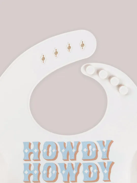 JuJuBe x Studio Oh! Howdy Partner Blue Silicone Bib