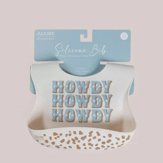 JuJuBe x Studio Oh! Howdy Partner Blue Silicone Bib