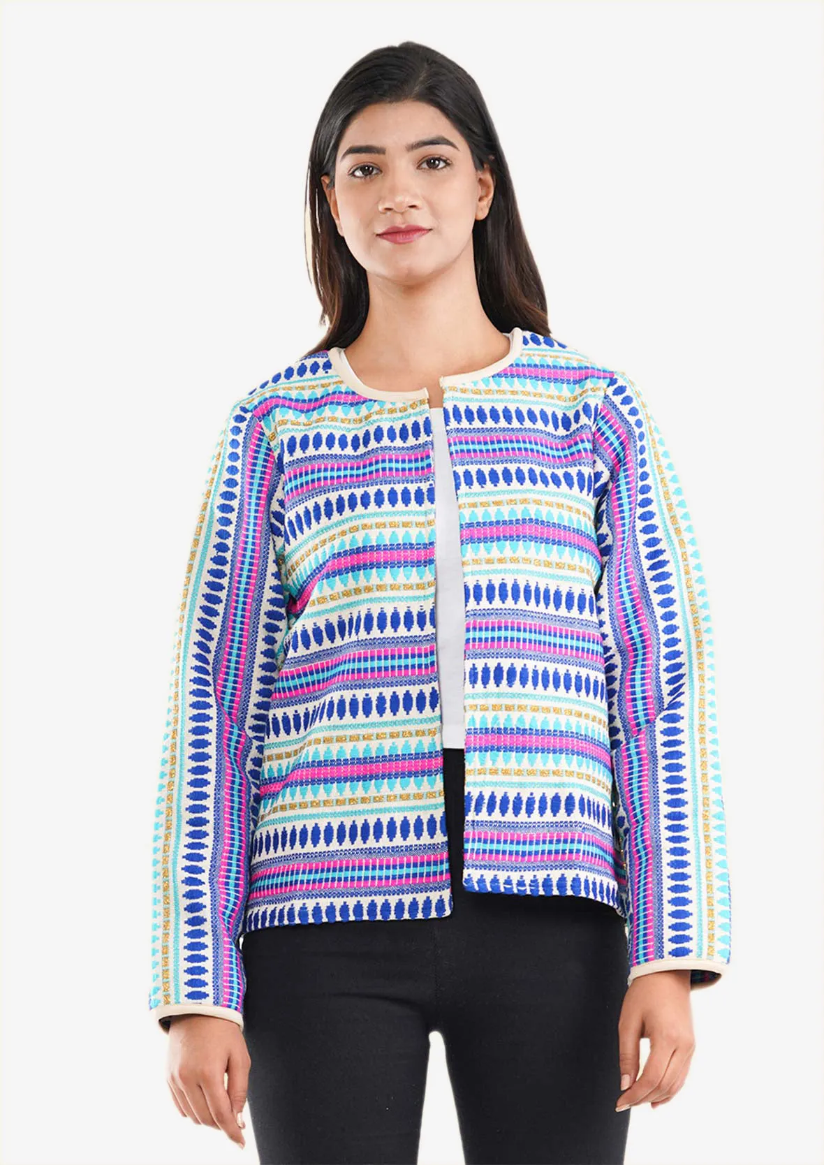 Multicoloured Open Front Jacket