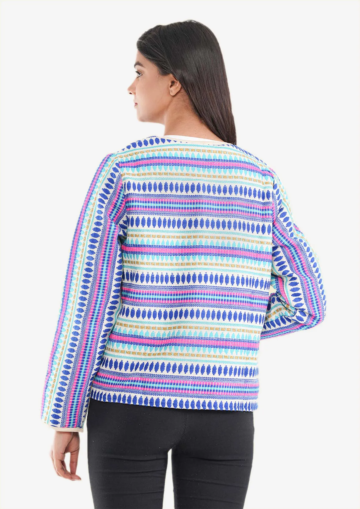 Multicoloured Open Front Jacket