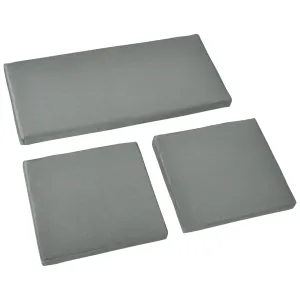 Outdoor Seat Cushion Pads for Rattan Furniture, 3 PCs Garden Furniture Cushions, Grey