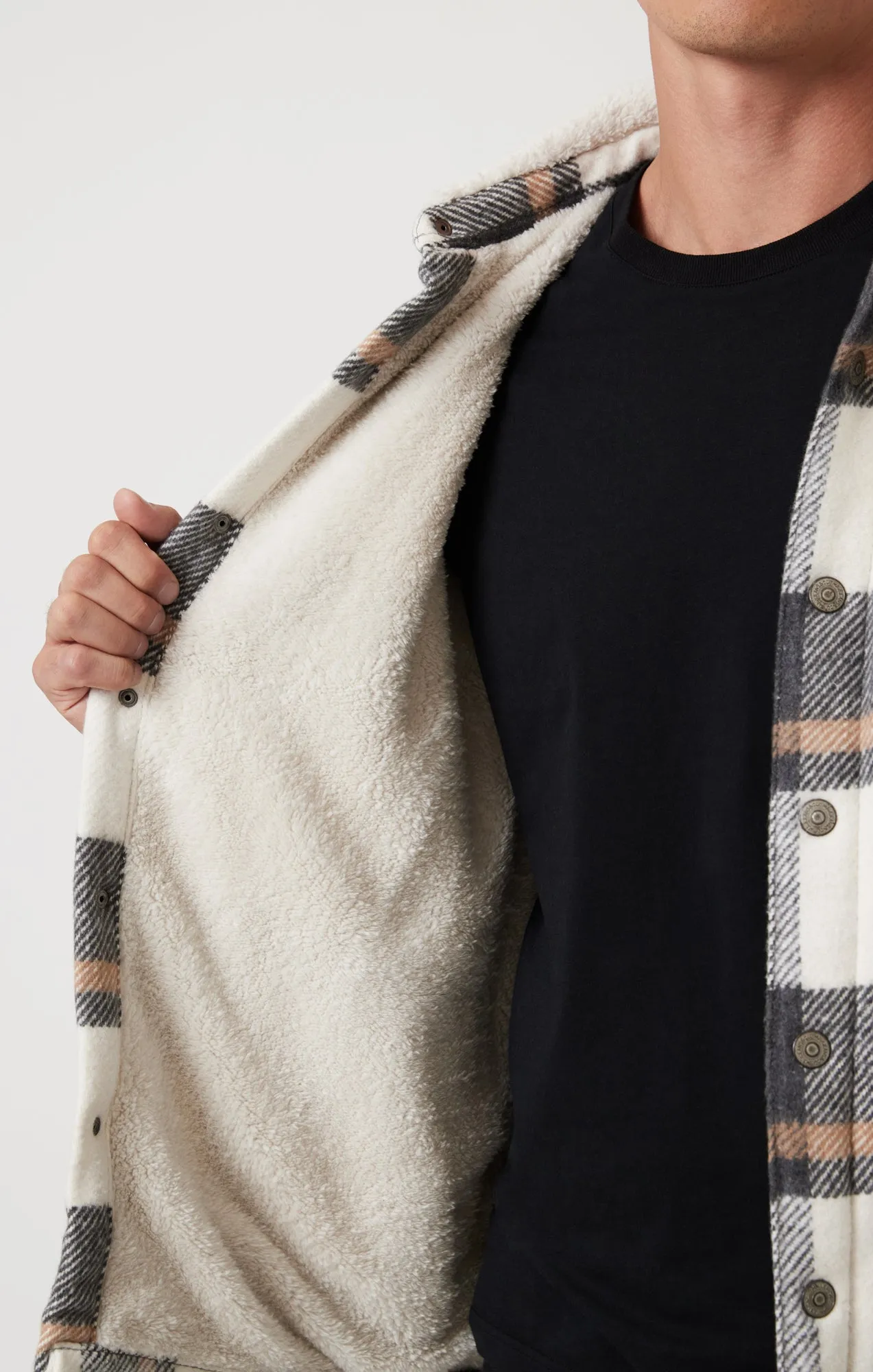 PLAID SHACKET IN GRAY CHECK