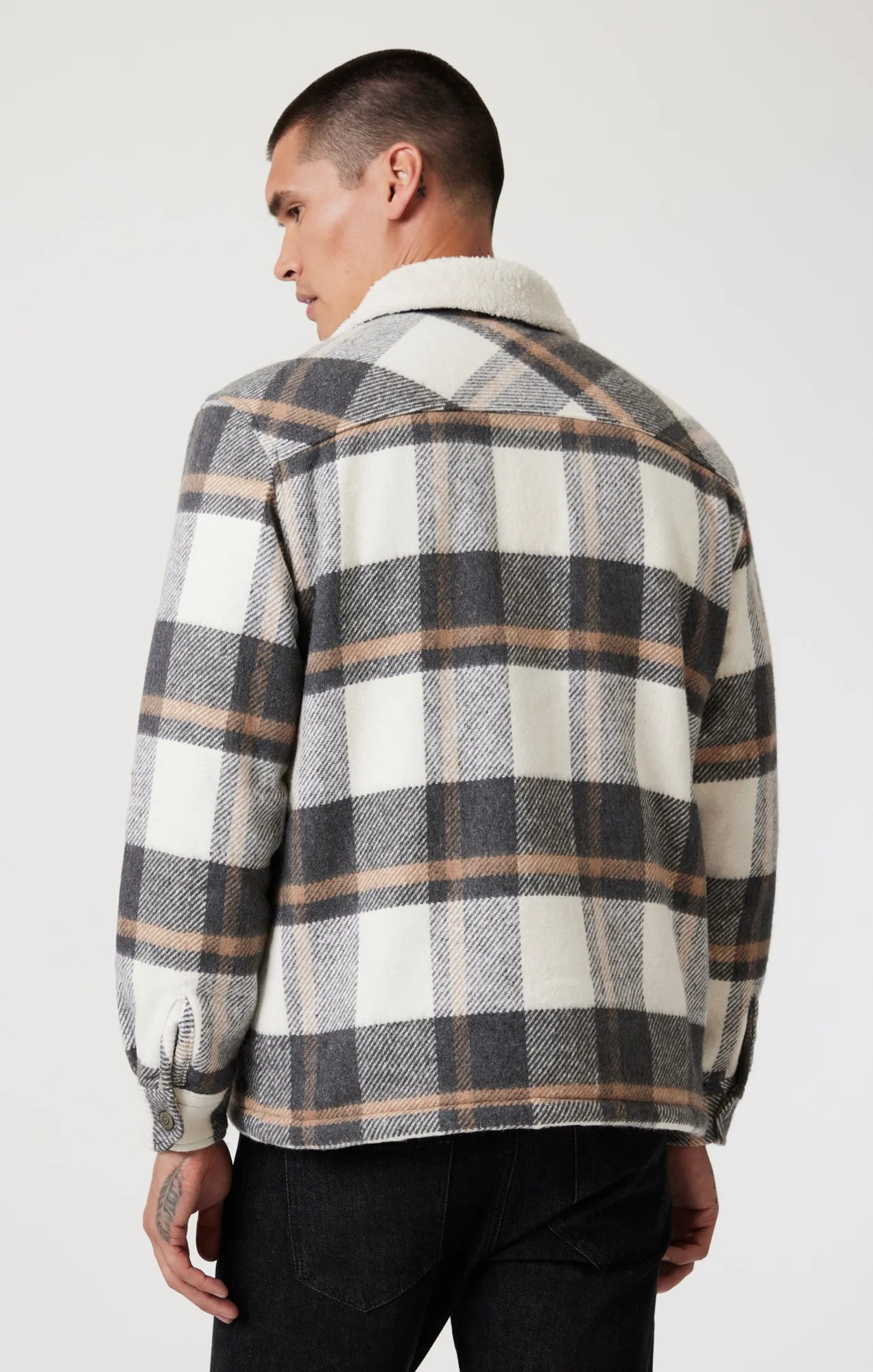 PLAID SHACKET IN GRAY CHECK