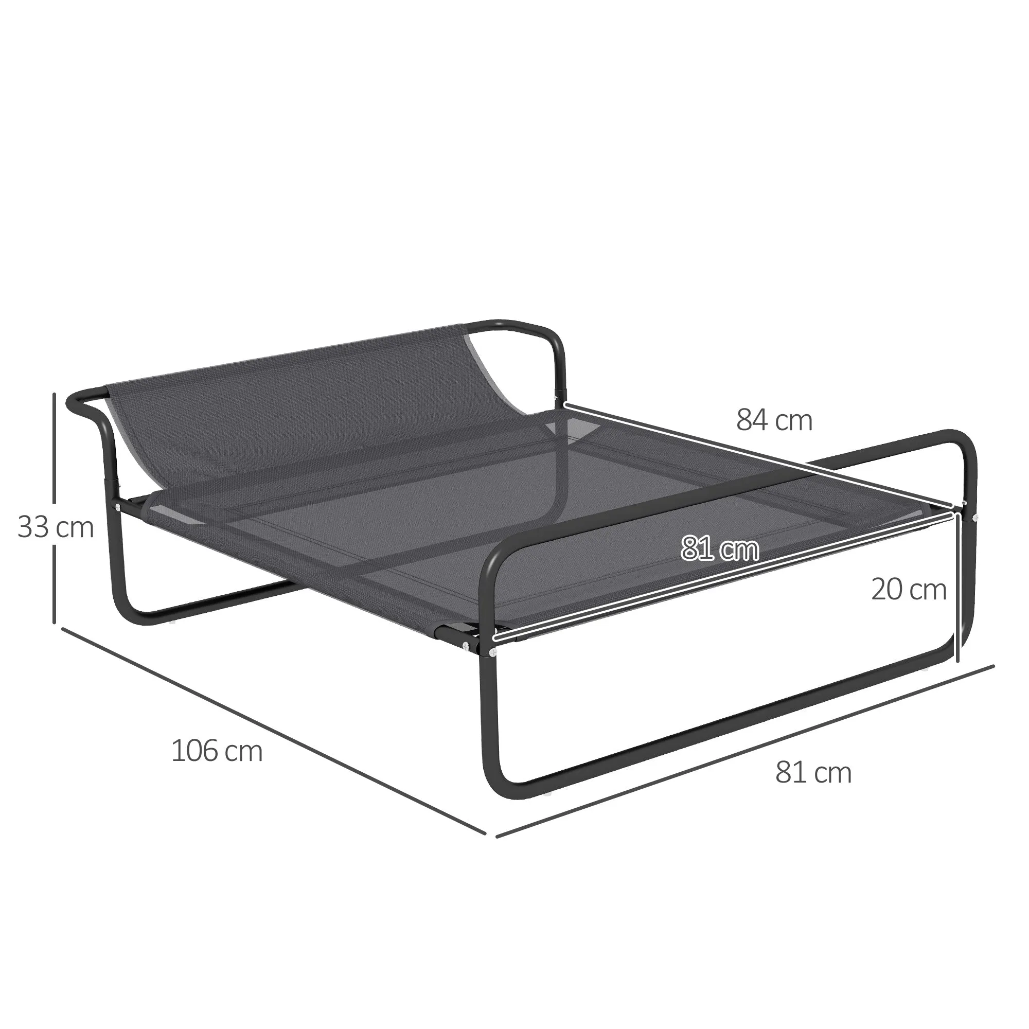 Raised Pet Bed with Slope Headrest, Washable Breathable Mesh, Foot Pads, for Medium Sized Dogs, 106 x 81 x 33cm