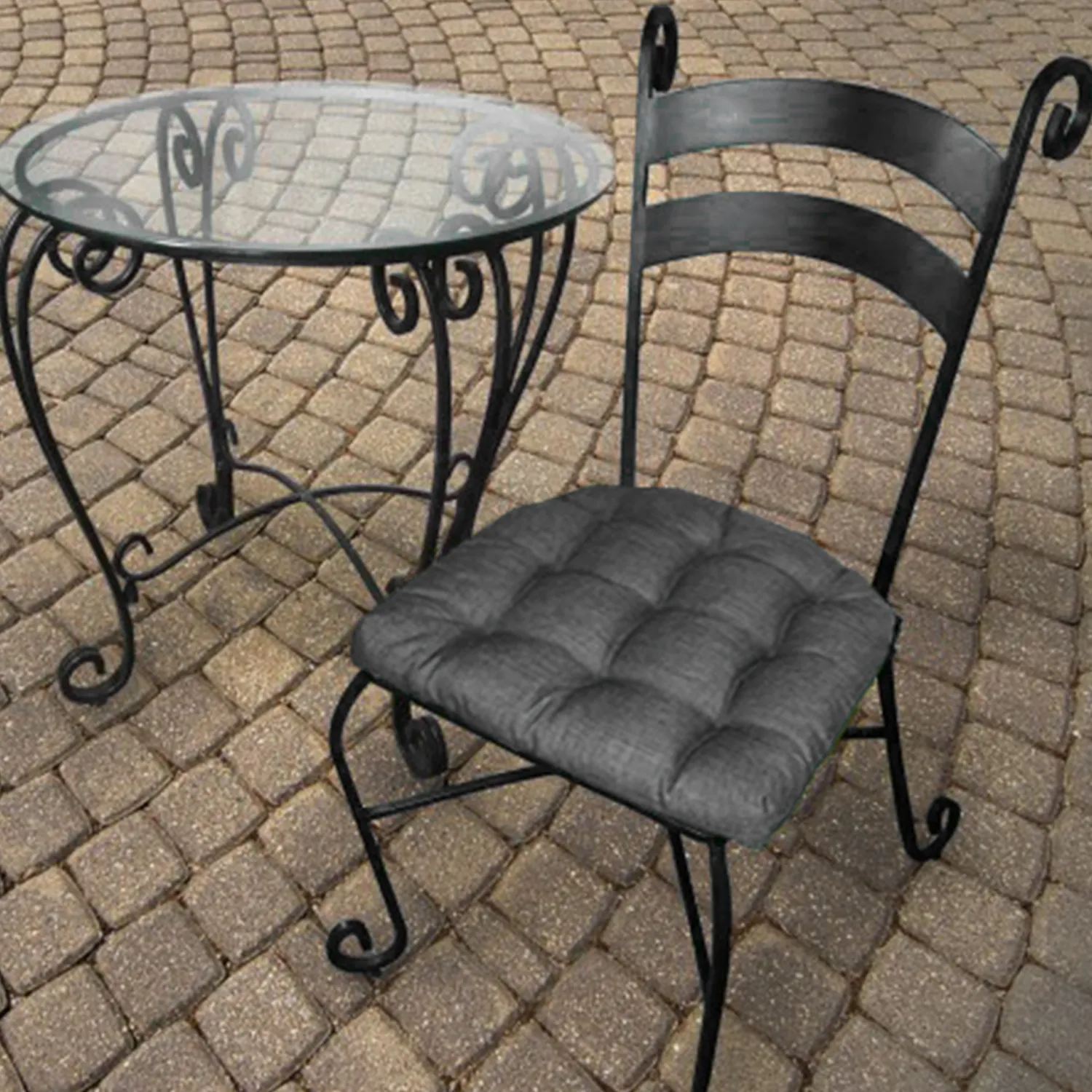 Rave Graphite Grey Indoor / Outdoor Dining Chair Pads & Patio Cushions