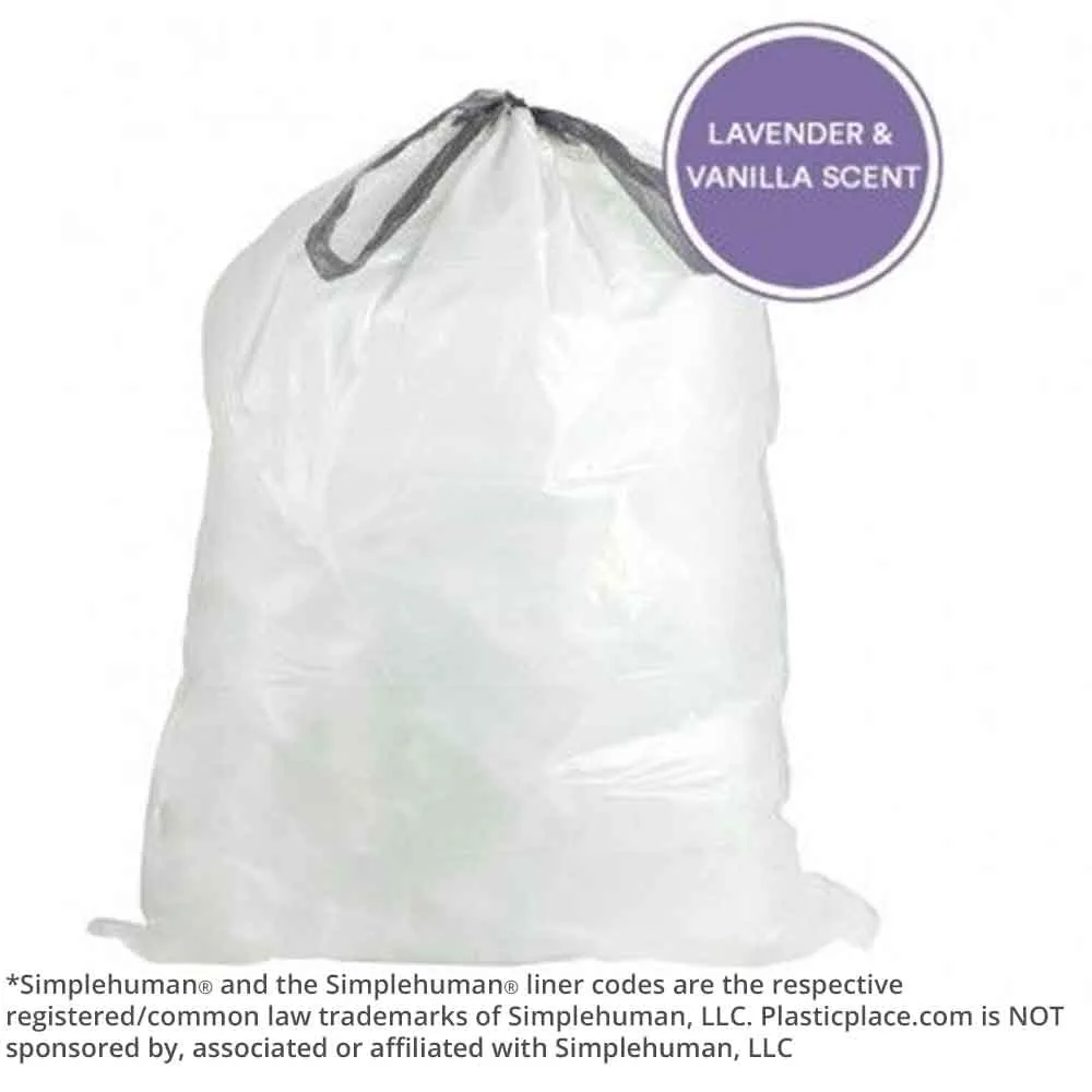 Simplehuman®* Compatible Trash Bags | Lavender & Vanilla Scented Bags - Code Q - 13-17 Gallon - 200/Case