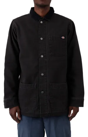 (TCR04SBK) Stonewashed Duck Lined Chore Coat - Stonewashed Black