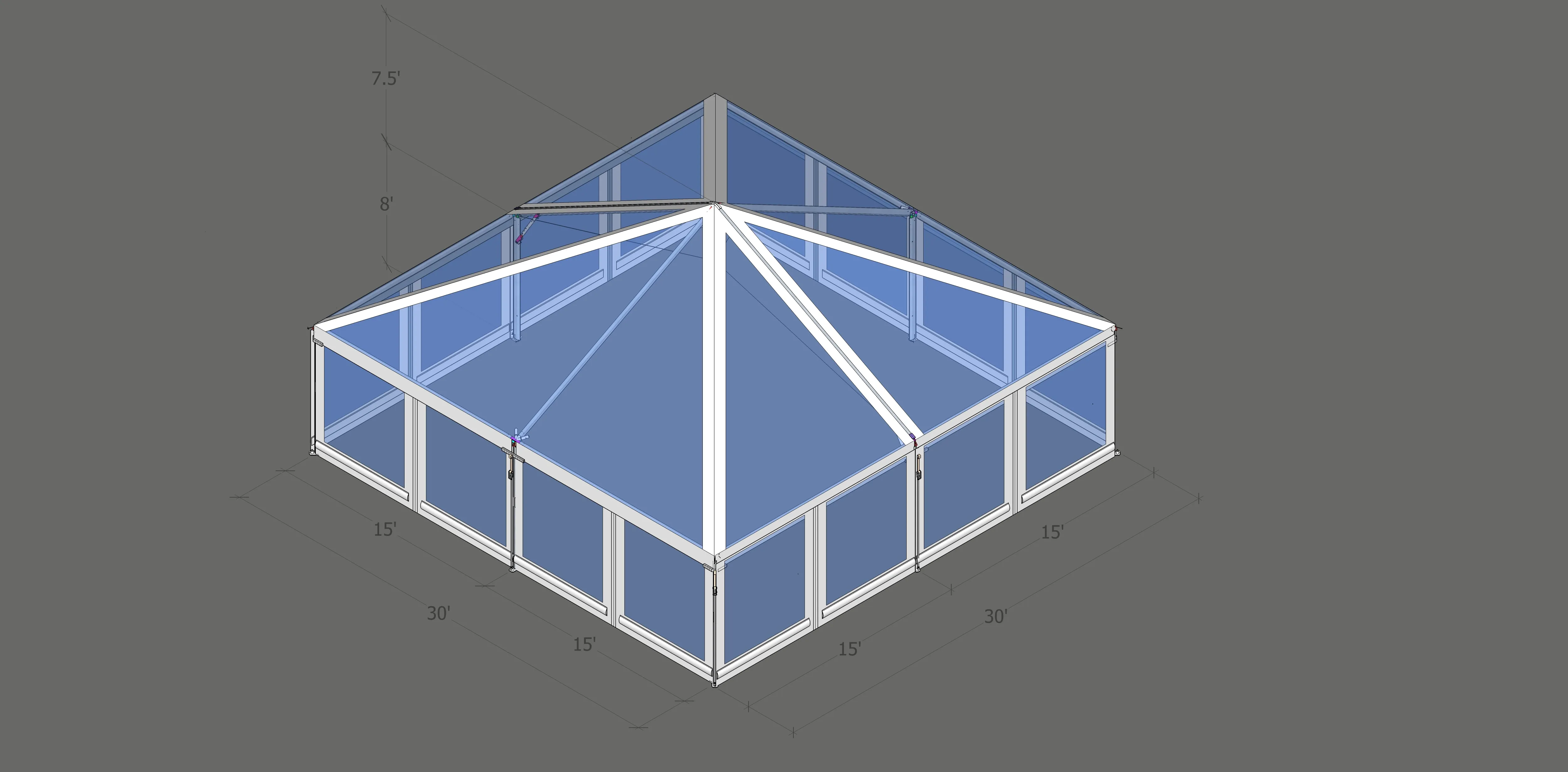 Turbotrack Tent, 30' x 30' Clear Top & Walls