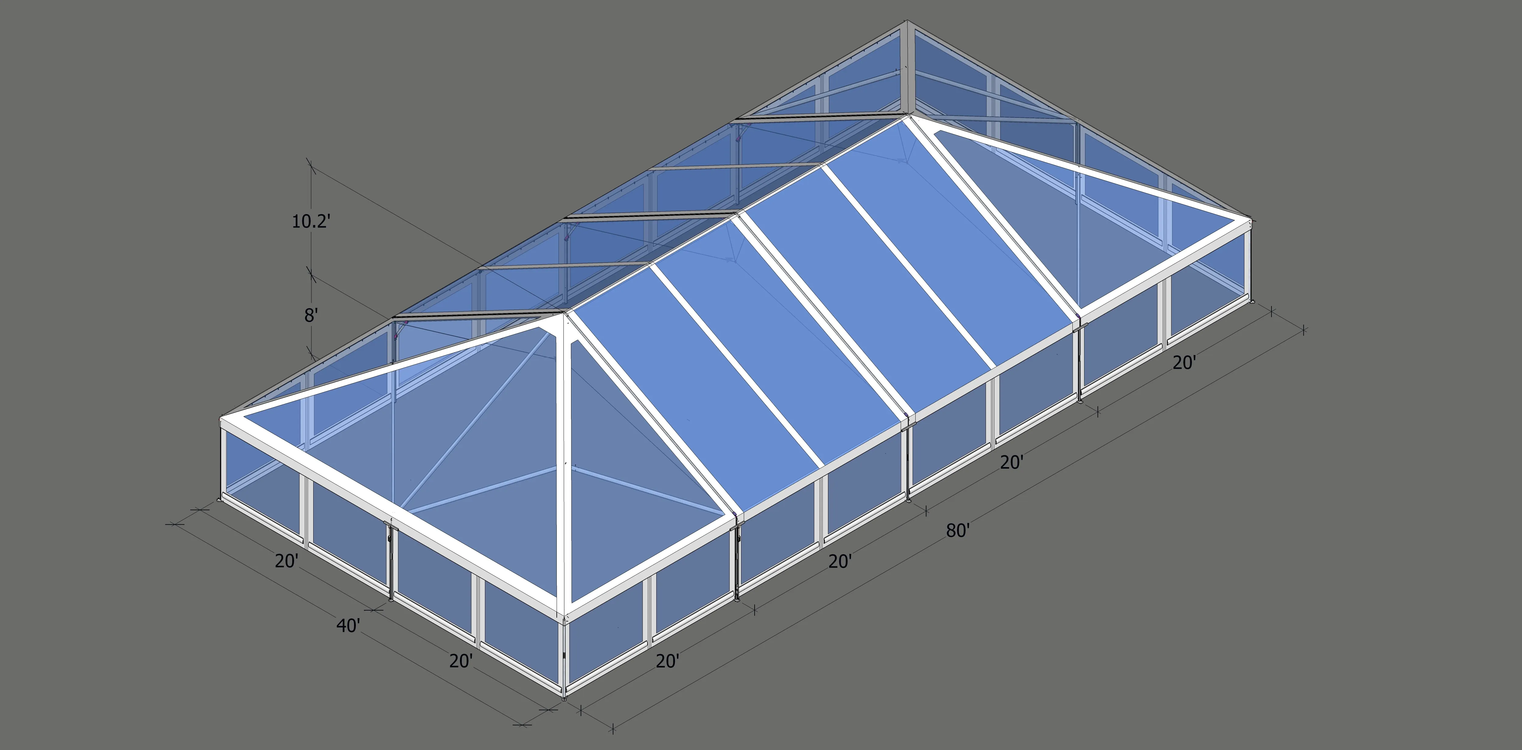 Turbotrack Tent, 40' x 80' Clear Top & Walls