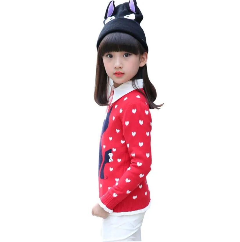 Warm Knitted Cartoon Design  Pullover Jumper For Girls