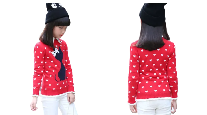 Warm Knitted Cartoon Design  Pullover Jumper For Girls